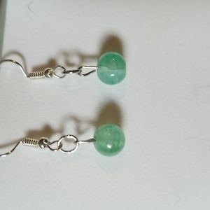 Green Marbleized BallDrop Earrings. Hypoallergenic. 00009
